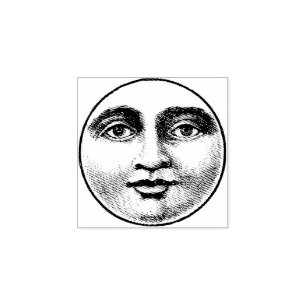 Moon Face Rubber Stamp