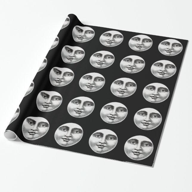 Moon Face Wrapping Paper (Unrolled)