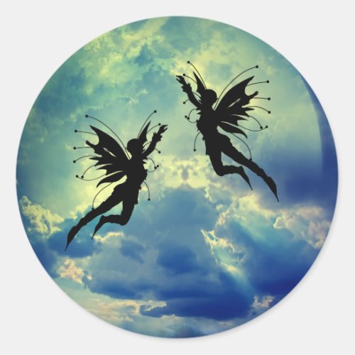 moon fairies classic round sticker