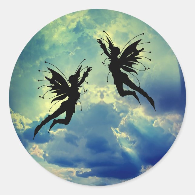 moon fairies classic round sticker (Front)