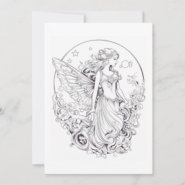 Moon Fairy Color Your Own Greeting Card (Front)