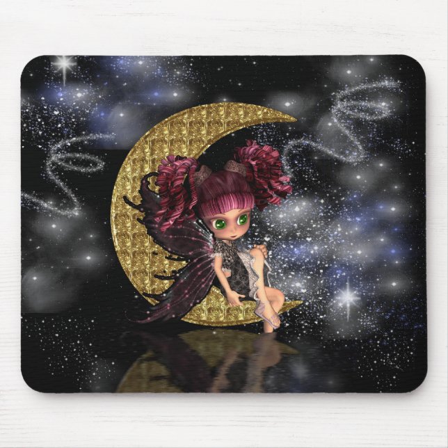 moon fairy mousepad, mouse mat, gothic fairy mouse pad (Front)