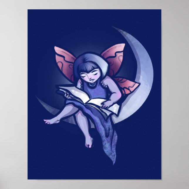 Moon Fairy Reading Bookish Moon Fairies Poster (Front)