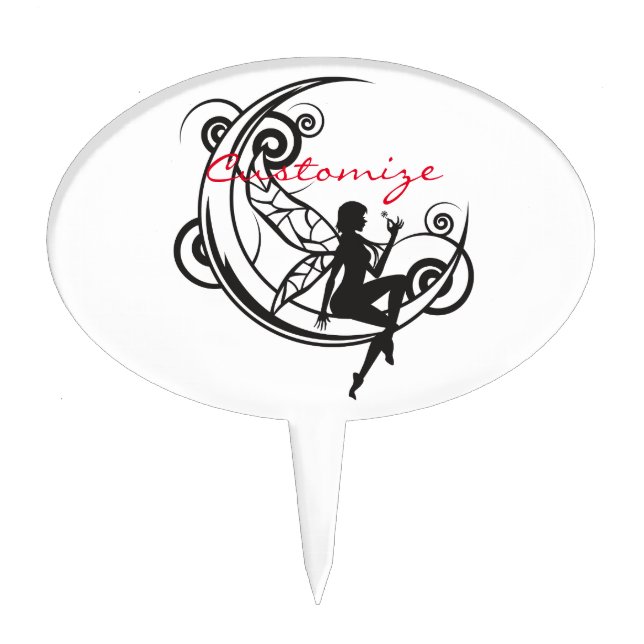 Moon Fairy Silhouette Thunder_Cove Cake Topper (Front)