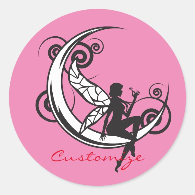 Moon Fairy Silhouette Thunder_Cove Classic Round Sticker (Front)