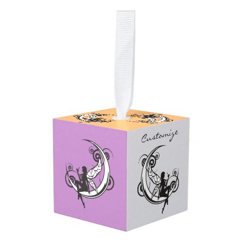 Moon Fairy Silhouette Thunder_Cove Cube Ornament