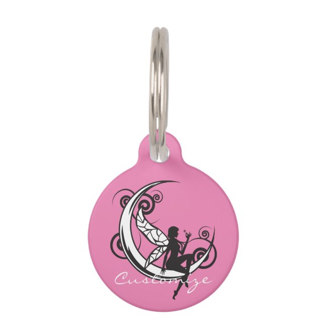 Moon Fairy Silhouette Thunder_Cove Pet ID Tag (Front)