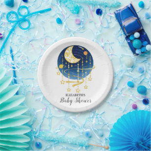 Moon Falling Stars Baby Shower Paper Plates