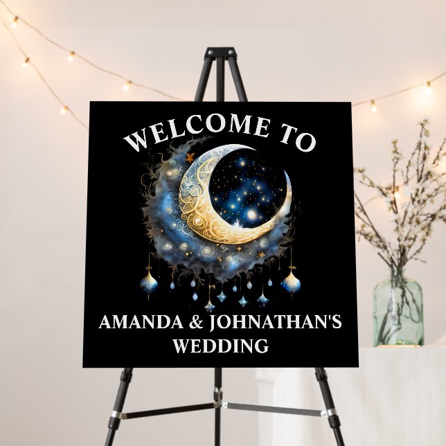 Moon fantasy celestial starry night sky chic foam board (In Situ (Stand))