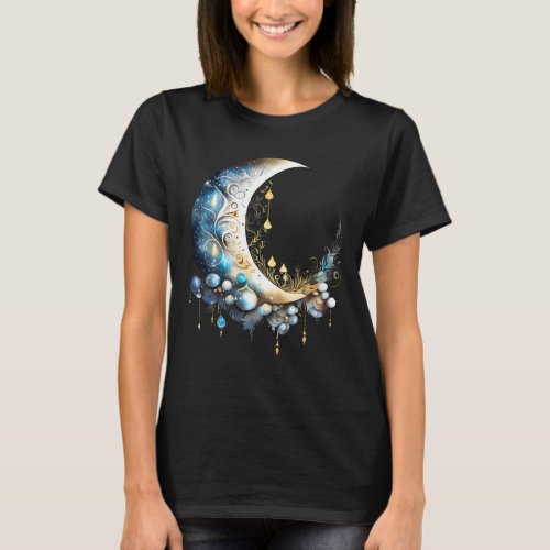 Moon fantasy night sky elegant 3D celestial chic T_Shirt