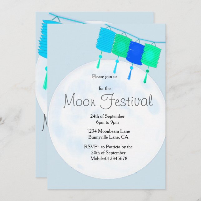 Moon Festival Chinese Autumn Festival  invitation (Front/Back)
