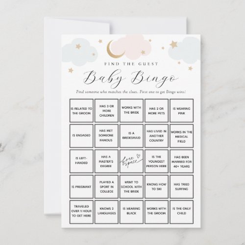 Moon Find the Guest Baby Bingo Game Card