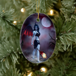 Moon fire Succubus Ceramic Ornament