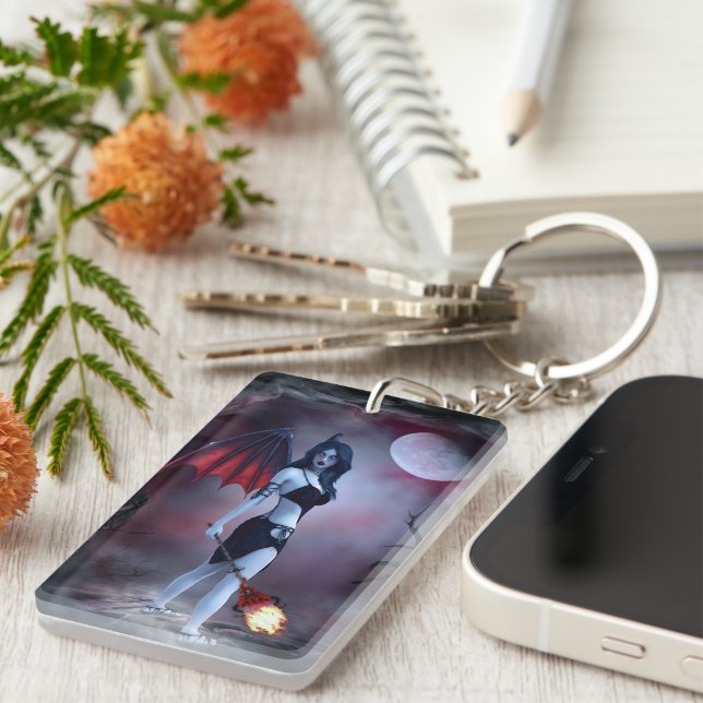 Moon fire Succubus Keychain (Front Right)