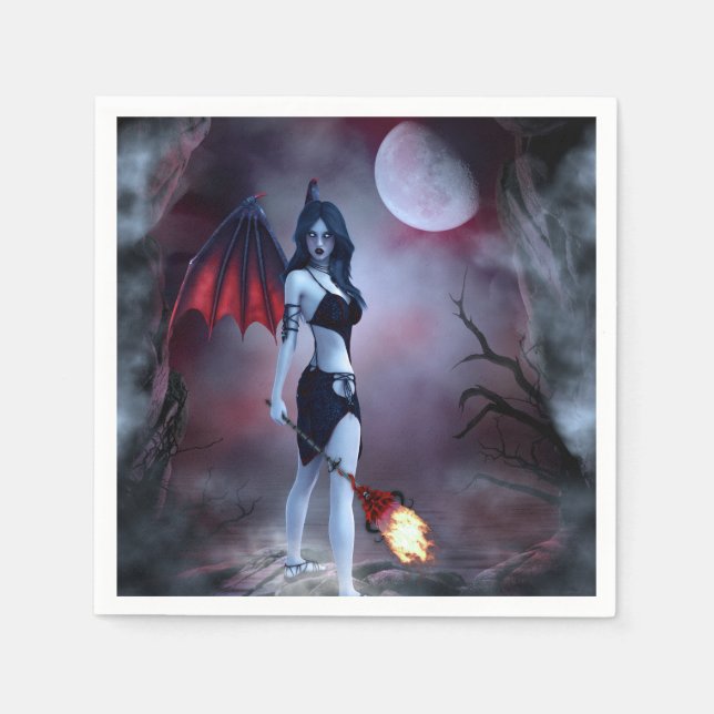 Moon fire Succubus Paper Napkins (Front)