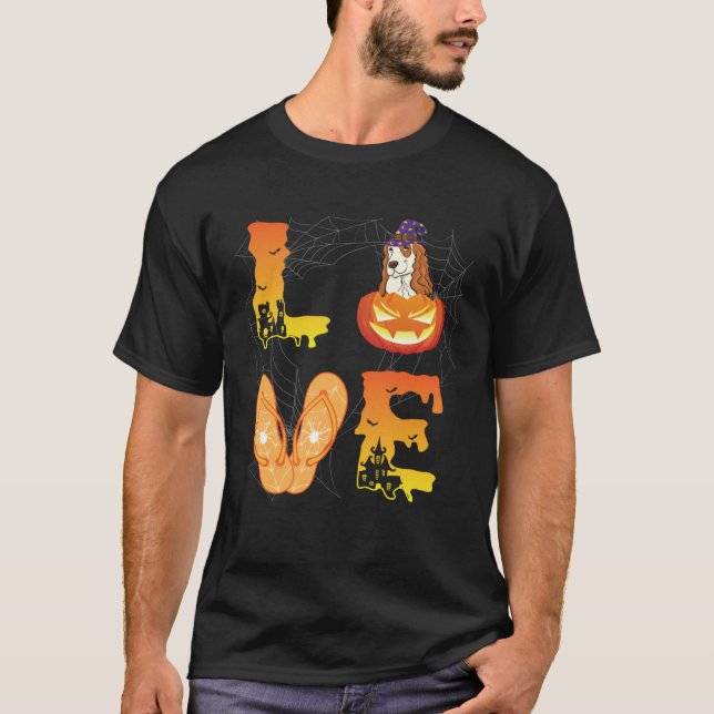 Moon Flip Flop Spider Pumpkin Cocker Spaniel LOVE  T-Shirt (Front)