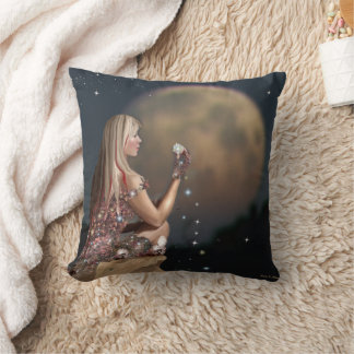 Moon Flower Goddess Throw Pillow