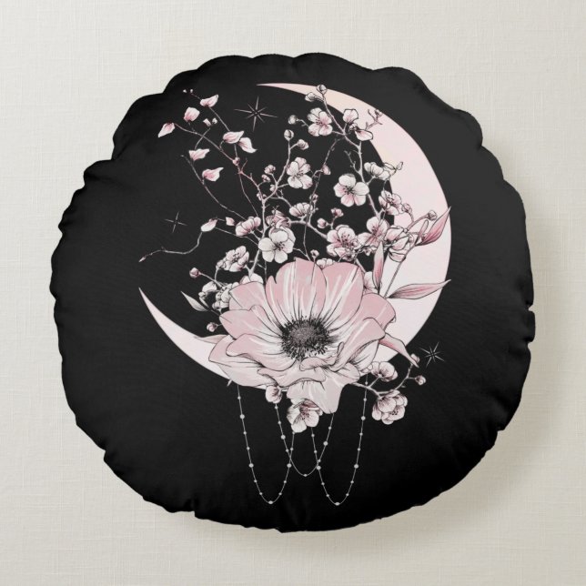 Moon flower round pillow (Front)