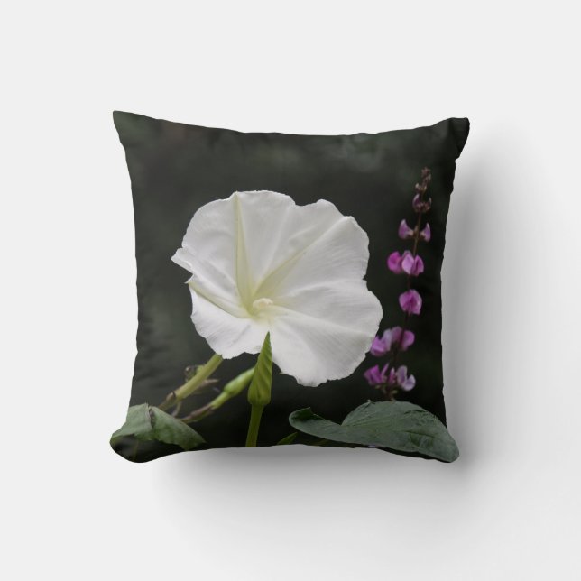 Moon Flower With Purple Hyacinth Throw Pillow (Front)