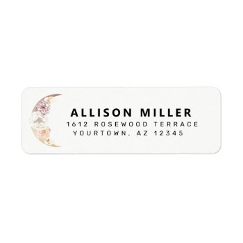 Moon   Flowers Boho Return Address Labels by autumnandpine at Zazzle