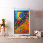 Moon Flowers Modern Art Cheater Quilt Sew Panel  Fabric