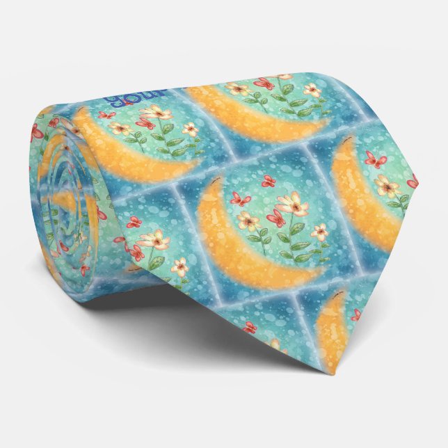 Moon flowers  neck tie (Rolled)