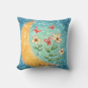 Moon flowers  throw pillow
