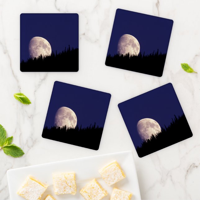 Moon & Forest | Glacier National Park Montana Coaster Set (In Situ)