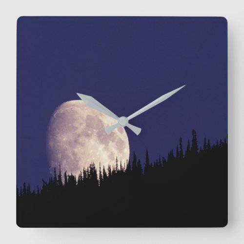 Moon  Forest  Glacier National Park Montana Square Wall Clock