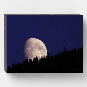 Moon & Forest   Glacier National Park Montana Wooden Box Sign