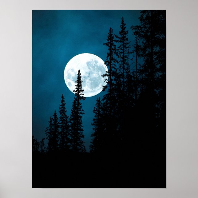 Moon Forest Sky Personalized Monogram Poster (Front)