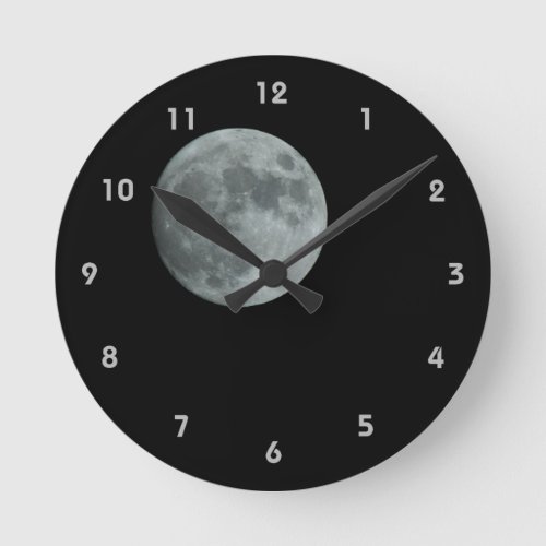 Moon Full Lunar Space Dark Clear Night Round Round Clock