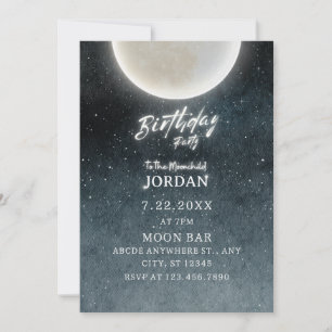 Moon galaxy birthday invitation