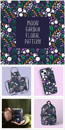 Moon Garden Botanical Floral Pattern