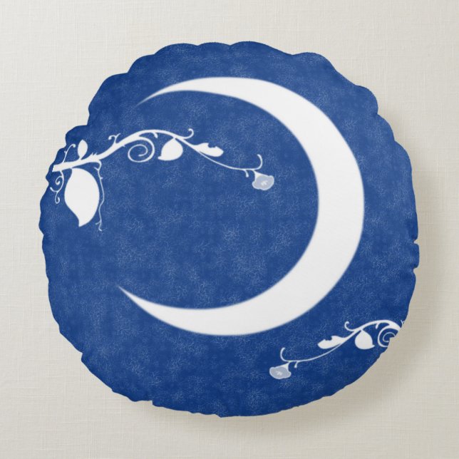 Moon Garden: Moonlight And Vines Round Pillow (Front)