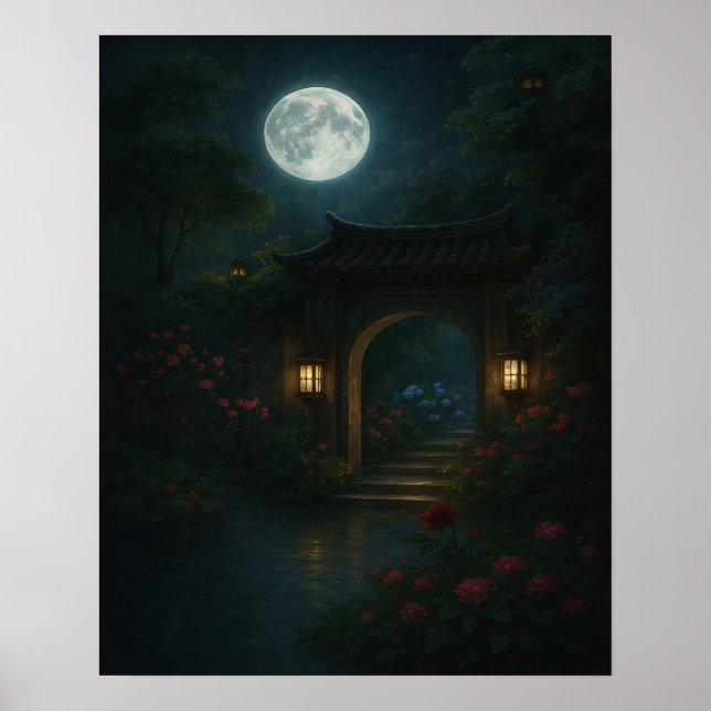 Moon Gate Garden - Mystical fantasy wall art (Front)