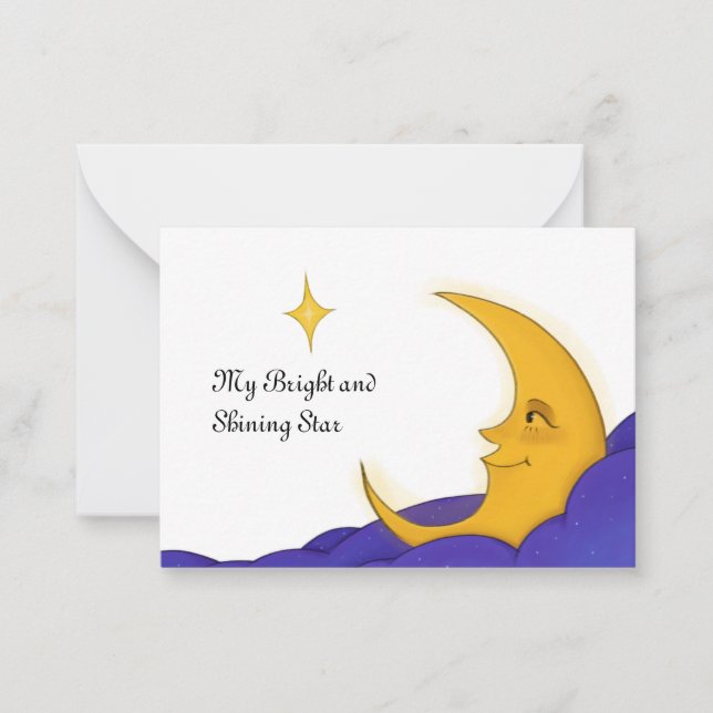 Moon Gazing at Star – Celestial Note Card (Front)