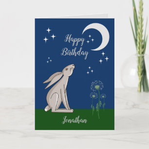 Moon Gazing Hare Folded Greeting Card