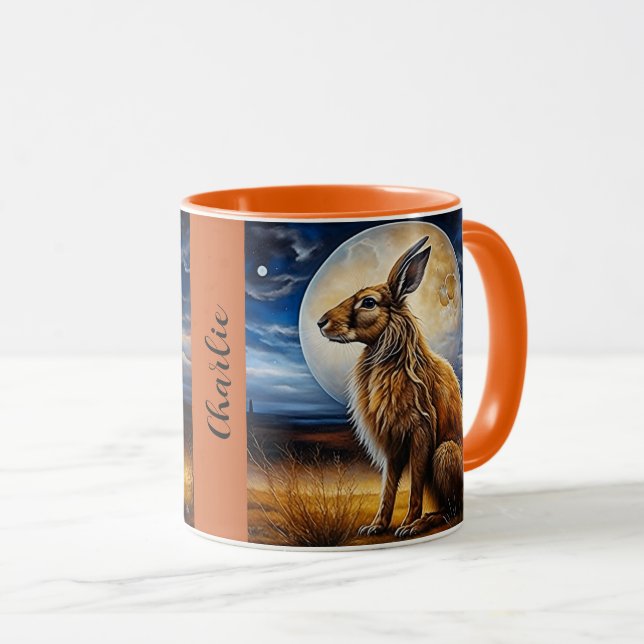 Moon Gazing Hare Personalized Mug (Front Right)