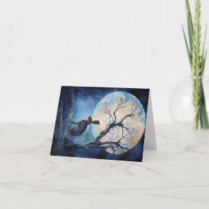 Moon Gazing Hare watercolor design Card