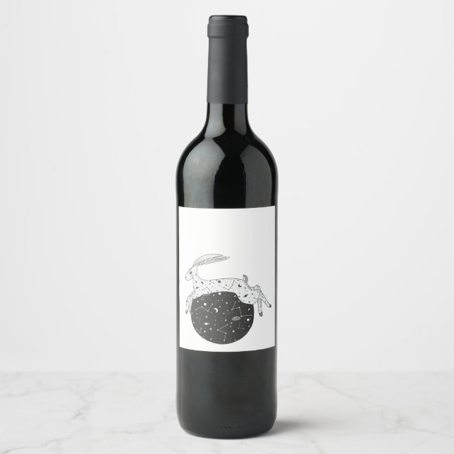 Moon Gazing Hare Wine or Beverage Label (Front)