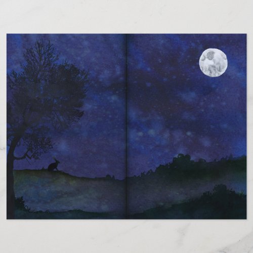 Moon Gazing Rabbit Midnight Scrapbook Pages