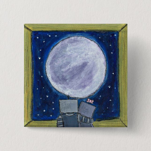 Moon-Gazing Robots Button (Front)