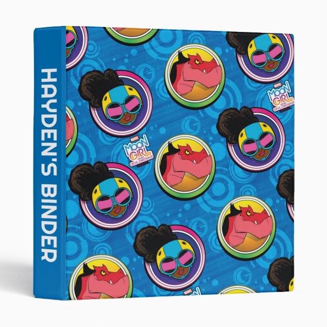 Moon Girl and Devil Dinosaur Circles Pattern 3 Ring Binder (Front/Spine)