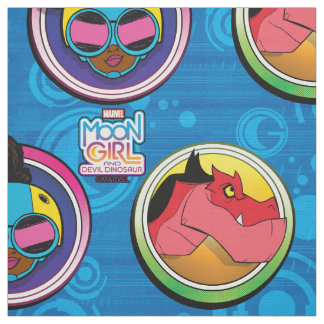 Moon Girl and Devil Dinosaur Circles Pattern Fabric