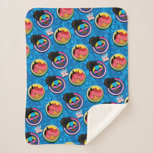 Moon Girl and Devil Dinosaur Circles Pattern Sherpa Blanket (Front)