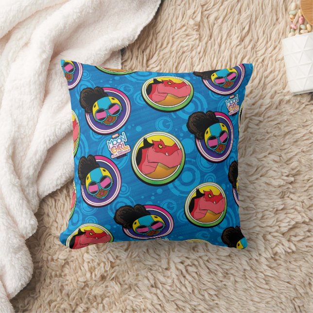Moon Girl and Devil Dinosaur Circles Pattern Throw Pillow (Blanket)