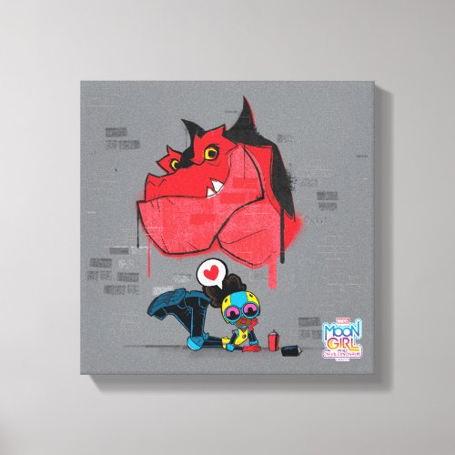 Moon Girl and Devil Dinosaur Graffiti Painting Canvas Print