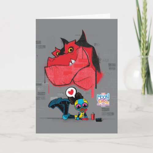 Moon Girl and Devil Dinosaur Graffiti Painting Card