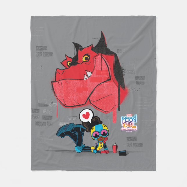 Moon Girl and Devil Dinosaur Graffiti Painting Fleece Blanket (Front)